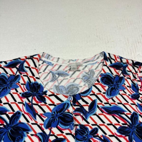 Halogen Womens Button Front Cardigan Mixed Print 3/4 Sleeve Casual Sweater LARGE - Picture 3 of 10